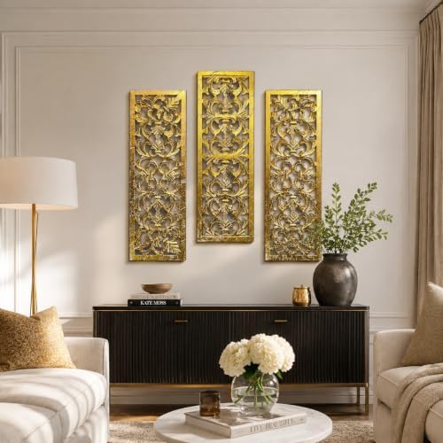 The Wooden Town Wall Art Decor Set of 3-36x12 Decorative Wall Art Panels - Image 2
