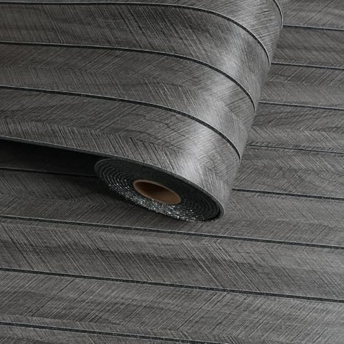 Black Grey Wood Grain 3D Wall Panels Peel and Stick Acoustic PVC Wood Slat by VaryFloral
