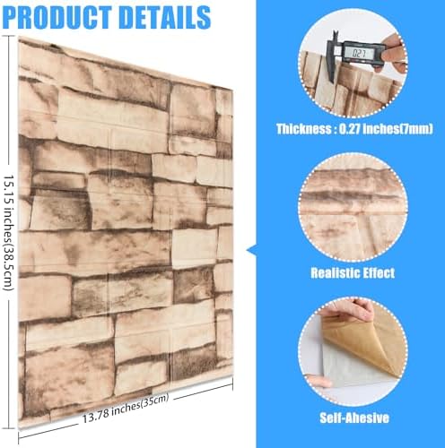 Peel and Stick 3D Foam Stone Wall Panels, Self Adhesive Wallpaper - Image 3