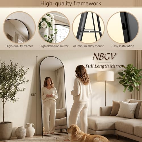 58"x19" Floor Mirror Full Length, Arched Full Length Mirror - Image 4
