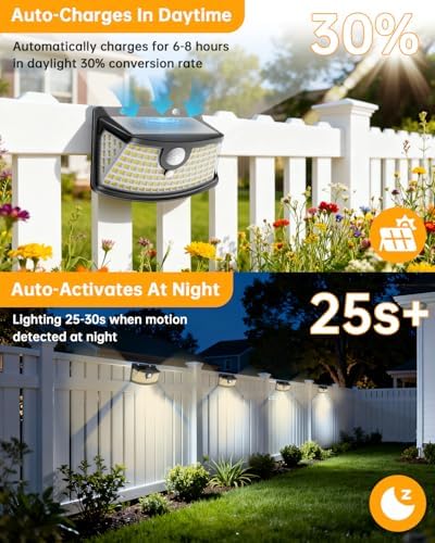 Aootek Solar Motion Sensor Lights Outdoor 120 LEDs, 2 Pack - Image 5