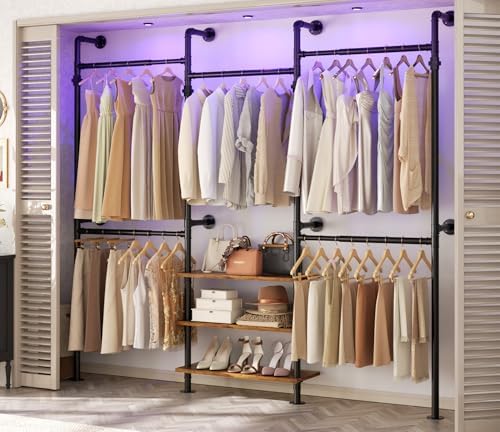 Aheaplus Expandable Industrial Pipe Clothing Rack, 7.3-10.9Ft Closet System by Aheaplus