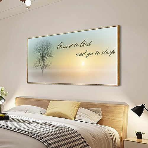 Lasdel Natural Extra Framed Wall Art of Misty Sunset & Tree Plant Picture by Lasdel