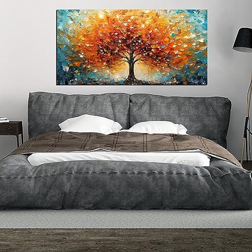 Zoyotago Large Canvas Wall Art Orange Yellow Tree Picture Modern Canvas Prints - Image 4