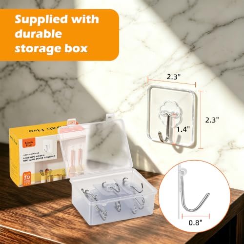 Ninth Five 30 Pack Adhesive Wall Hooks - Image 2