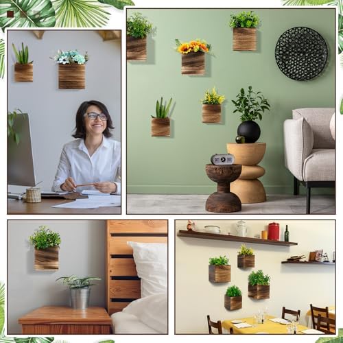 Ziliny 6 Pack Wooden Wall Planters Rustic Hanging Wall Planters, 3 Sizes - Image 4