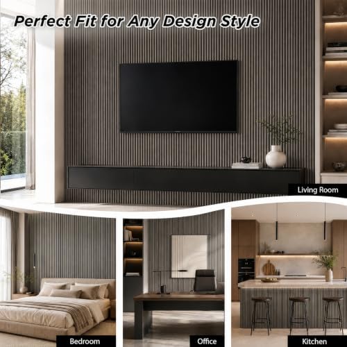 SMARTSTANDARD Wood Fluted Acoustic Wall Panels, Dark Walnut - Image 3