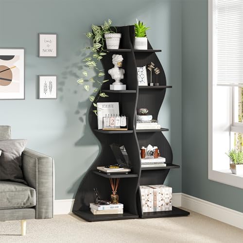 Tribesigns Corner Shelf, Modern 5-Tier Wall Corner Bookshelf, Stylish Corner - Image 2