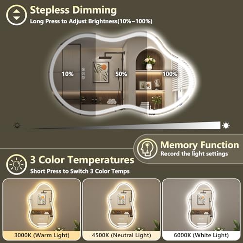 24x36 Irregular LED Mirror for Bathroom Lighted Vanity Mirror - Image 4