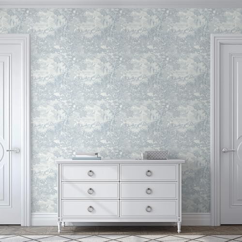Ismoon Vintage Wallpaper Peel and Stick Blue Neutral Wallpaper 17.3in x16.4ft - Image 3