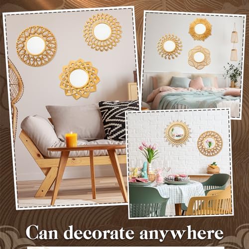Barydat 10 Pcs Boho Gold Sun Mirrors - Image 3