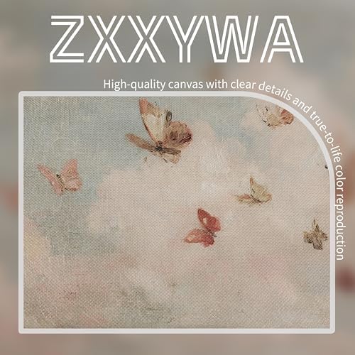 Framed Vintage Butterfly Canvas Wall Art, Dreamy Cloud Butterfly Poster Print - Image 3