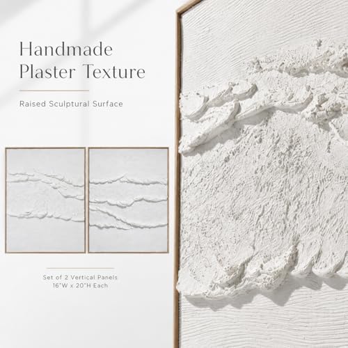 Artiluxy Neutral Abstract Wall Art Set of 2, Framed 3D Textured, 16x20 Inch - Image 2