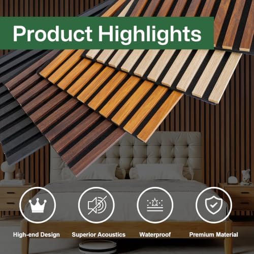 NeatiEase 4 Pack Acoustic Wall Panels, 94.5"x12" Wood Slat Wall Panel - Image 3