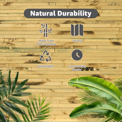 Art3d 48 x 96 in Pole Wrap Natural Bamboo Wall Panel, Light Burned - Image 6