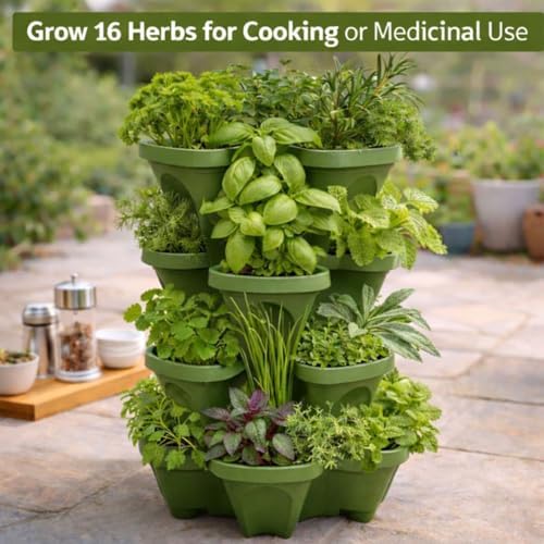 Strawberry Planter Tower, 4 Tier Stackable Vertical Planter, 16 Plant Sites - Image 2