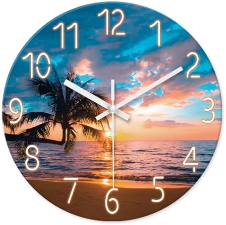 XFM Large Coastal Glass Wall Clock 24 Inch by XFMWallClock