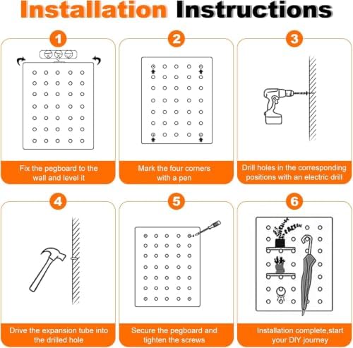 AMSXNOO Modular Wood Peg Board Wall Organizer Kits, 47.2X70.9IN/120X180CM - Image 6
