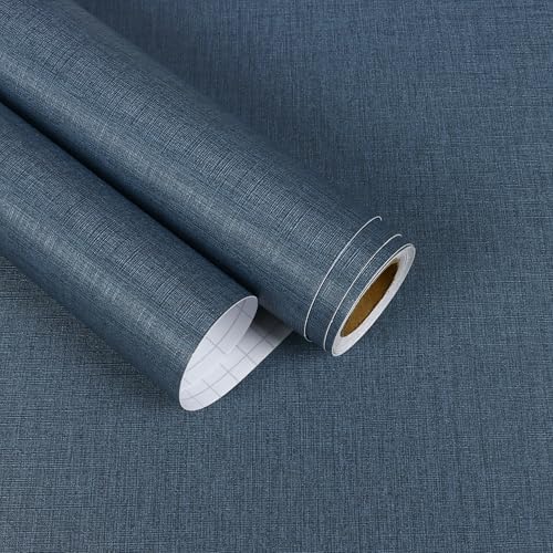 Navy Wallpaper Stick and Peel Textured Grasscloth Wallpaper Blue Contact Paper by EaseStick
