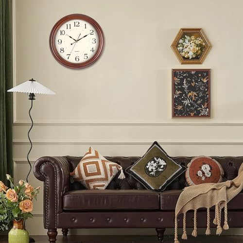 12 Inch Wood Wall Clock Retro Wooden Wall Clocks Battery Operated - Image 6