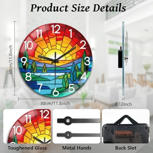 peacoblue Bohemian Sunset Wall Clocks Battery Operated - Image 2