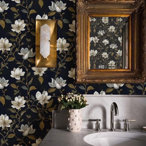 Livebor Dark Peel and Stick Wallpaper Floral Contact Paper 16.9" x 393.7" - Image 5
