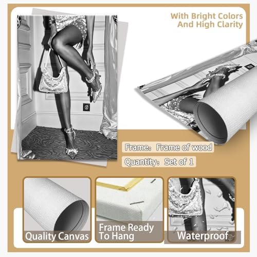 High Fashion Poster Trendy Black and White Wall Art Retro Girl Room Decor - Image 7