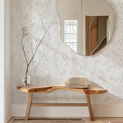 Ismoon Boho Wallpaper Peel and Stick Dusty Green Botanical Wallpaper 17.3in - Image 6