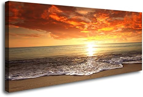 Baisuart-S0150 Canvas Prints Wall Art Sunset Ocean Beach Pictures Photo by Baisuart