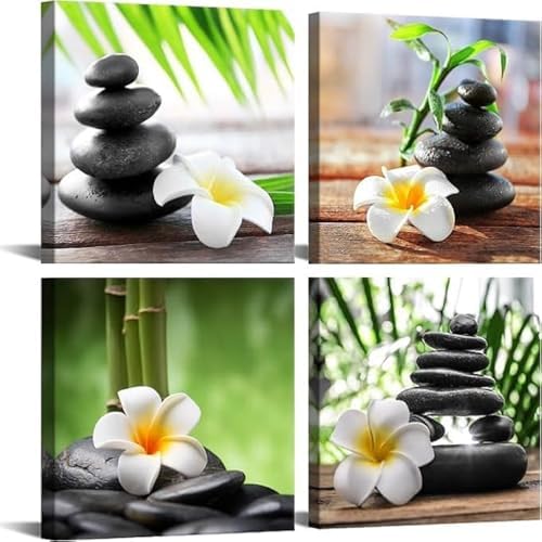 Yxbhhym-Zen Pictures Meditation Canvas Wall Art Spa Stone Green Room Decor by CanvasWallArtHomeDecor