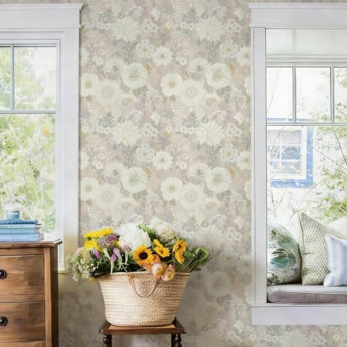 Peel and Stick Wallpaper Floral Beige Contact Paper Vintage Wallpaper Neutral by DIYYOURMOON