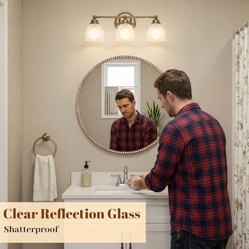 Vintage Round Mirror, 24 Inch Circle Wall Mounted Mirror - Image 6
