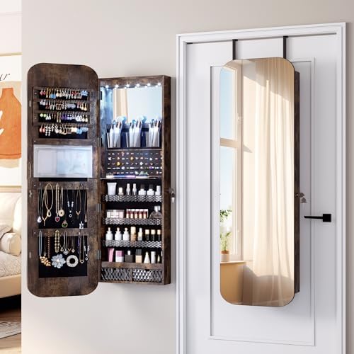 Vlsrka 47.2" Wall/Door Mounted Jewelry Cabinet Organizer Armoire W/Mirror - Image 2
