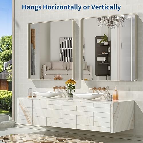 WEER Brushed Nickel Bathroom Vanity Mirror 36X36 Inch - Image 5