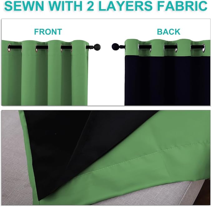 NICETOWN Total Shade Curtains and Draperies, Forest Green, Package of 2 - Image 5