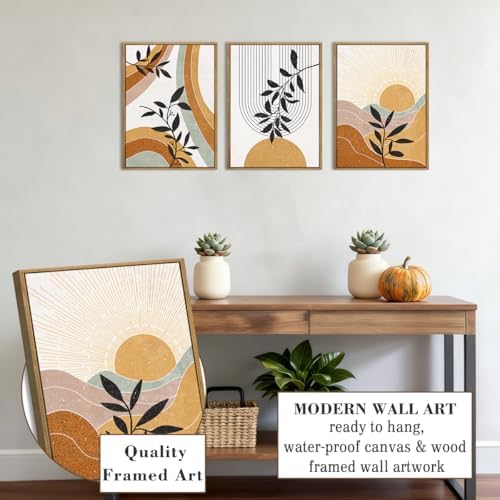BINCUE Boho Line Wall Art Abstract Plant Wall Decor Mid Century Artwork - Image 2