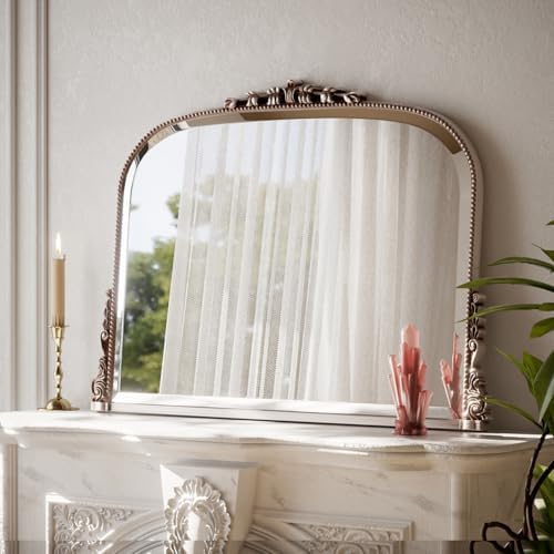 Wall Beaded Mirror, 36 x 27 Inch Round Top Right Angle Wall Mirror, Tempered - Image 2