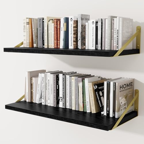 Deep Wall Shelves 30"W x 12"D Engineered Wood Floating Shelves by Venusmiles