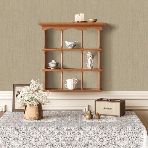 Grasscloth Peel and Stick Wallpaper Beige Brown Vinyl 16in x 197in - Image 6