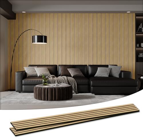 2 Pack 105.9" x 20.5" x 0.8" Acoustic Wall Panels Sound Absorbing, Wood Slat by LDB_BUILDING