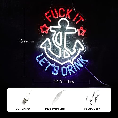 FUNK IT LET'S DRINK Neon Signs for Wall Decor Anchor Decor Neon Lights for - Image 3