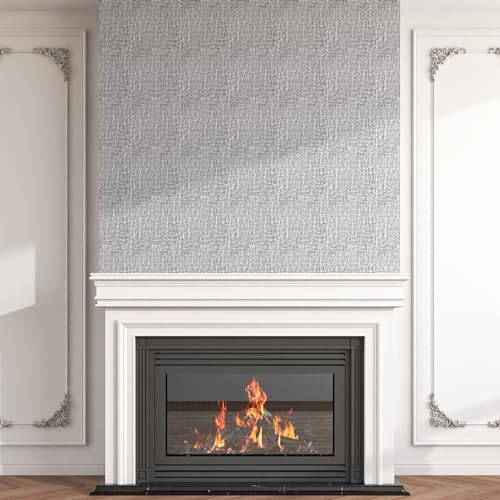 Decotalk Grey White Grasscloth Wallpaper Textured 17.5"x120" Peel and Stick - Image 4