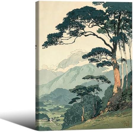 Nature Mountain Landscape Wall Art Vintage Japanese Forest Canvas Poster 12x16 by Unknown