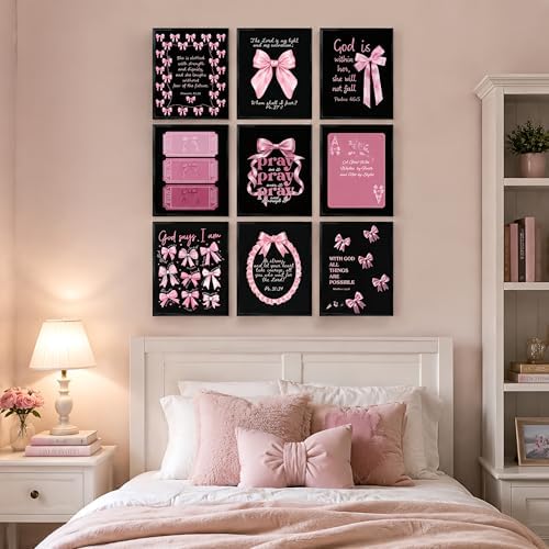 Pink Christian Wall Art Set of 9, Bible Verse Prints 8x10 Inch Unframed - Image 2