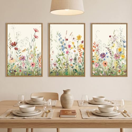 Aryroi Watercolor Colorful Wildflower Framed Canvas Wall Art Set- 16"x24"x3 - Image 3