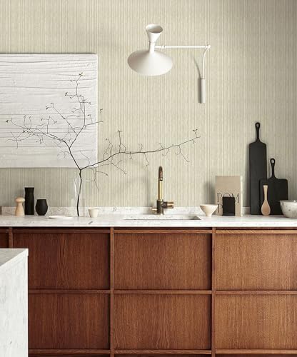 MelunMer Beige Grasscloth Peel and Stick Wallpaper Removable 17.3"x393" - Image 6