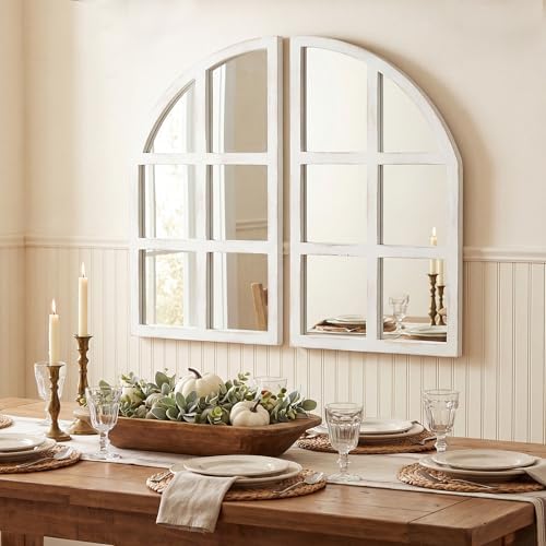 FLORA Farmhouse Mirror, Arch Window Entryway Large Wall Decor Mirror - Image 3