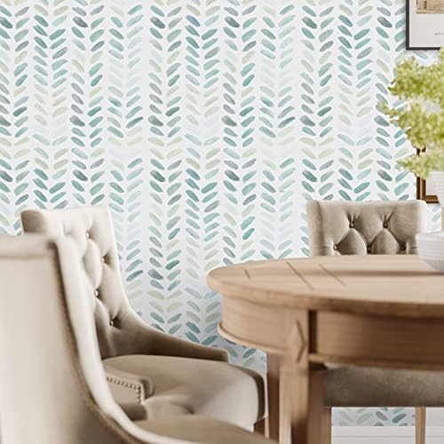 Sevalo Green White Peel and Stick Wallpaper Boho Contact Paper 17.3”×591” - Image 6