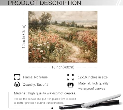 Haitunone Landscape Wildflower Wall Art Nature Botanical Floral Posters Retro - Image 2