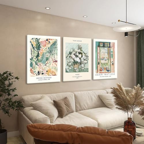 LYPHNX Framed Sage Green Matisse Canvas Wall Art Vintage Abstract Floral Prints - Image 3
